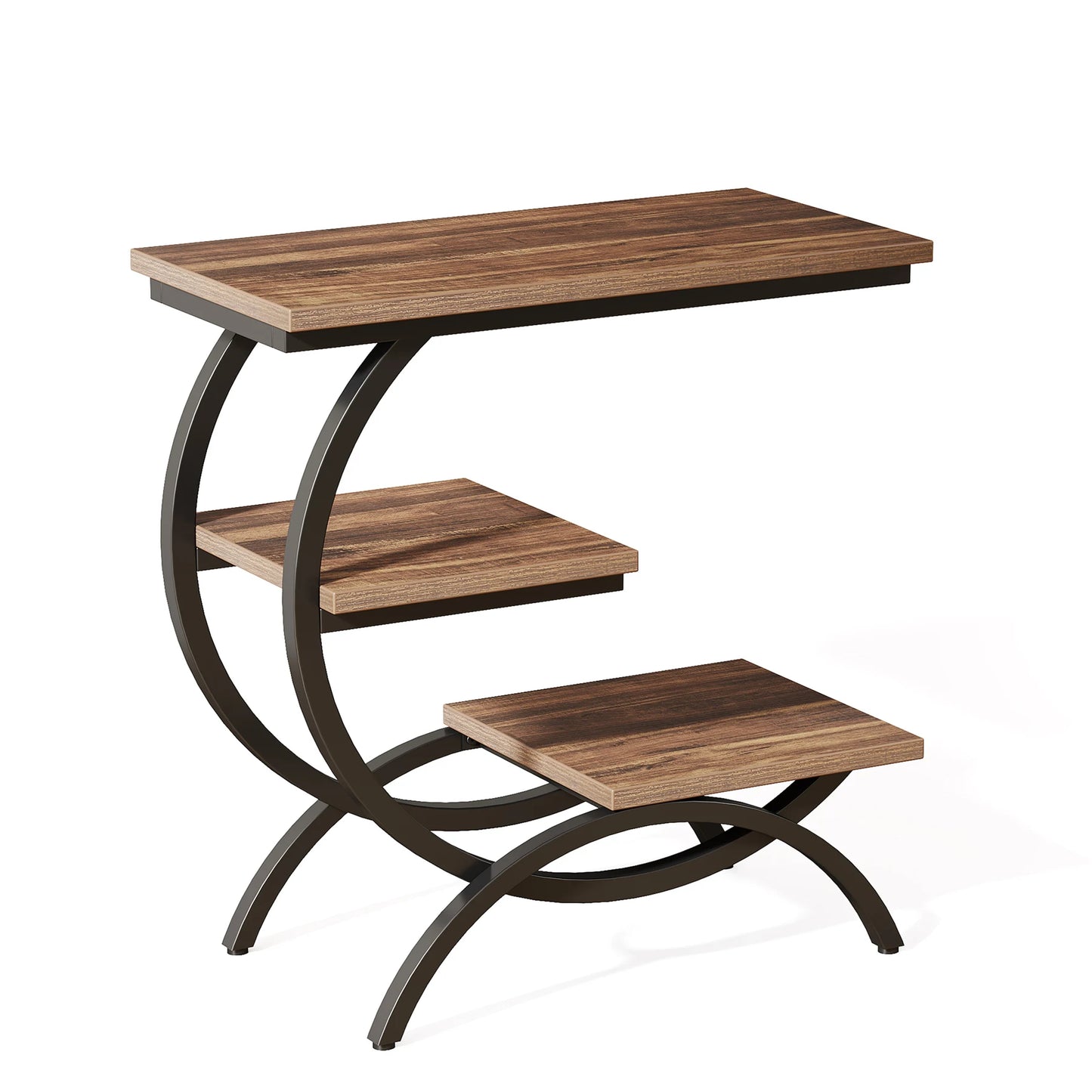 Tribesigns C-Shaped End Table, With Storage Shelves