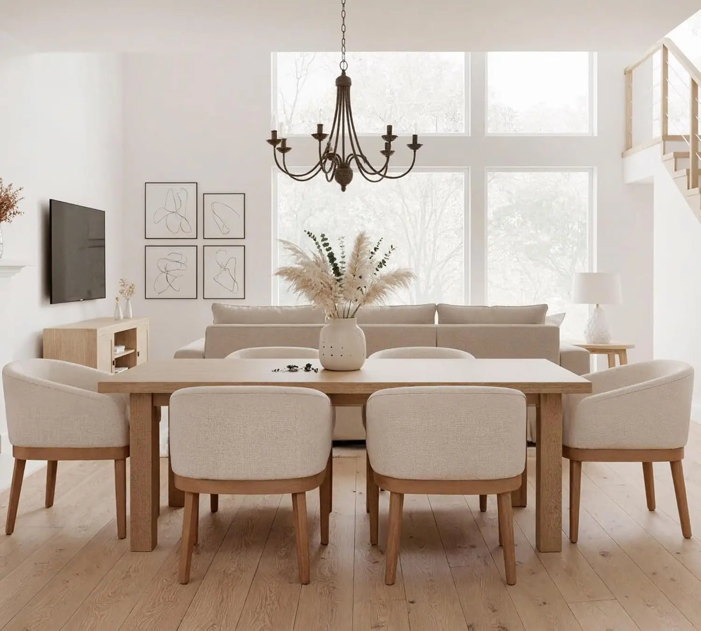 Mid Century Modern Upholstered Barrel Dining Chairs