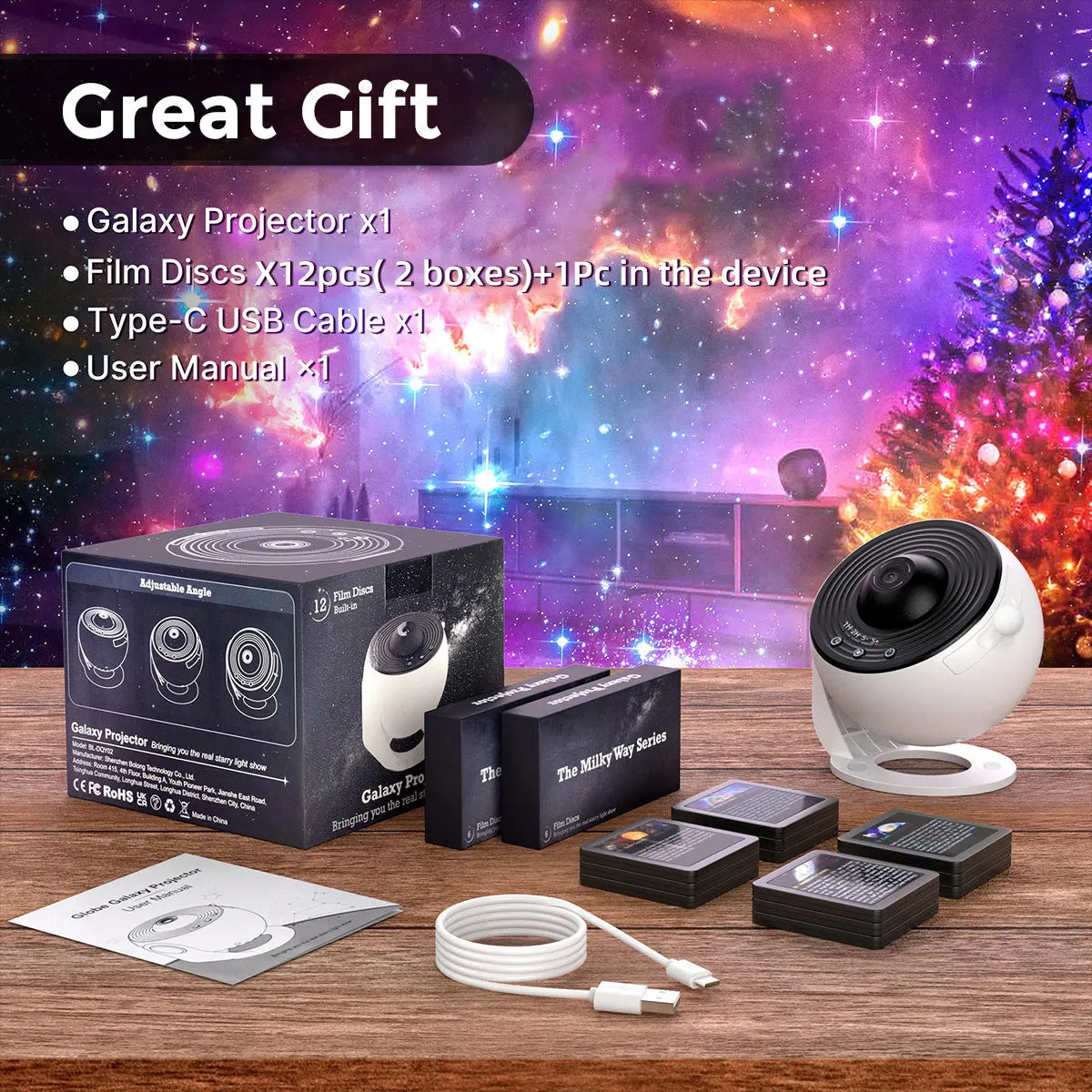 HD Galaxy Projector Image LED Night Light