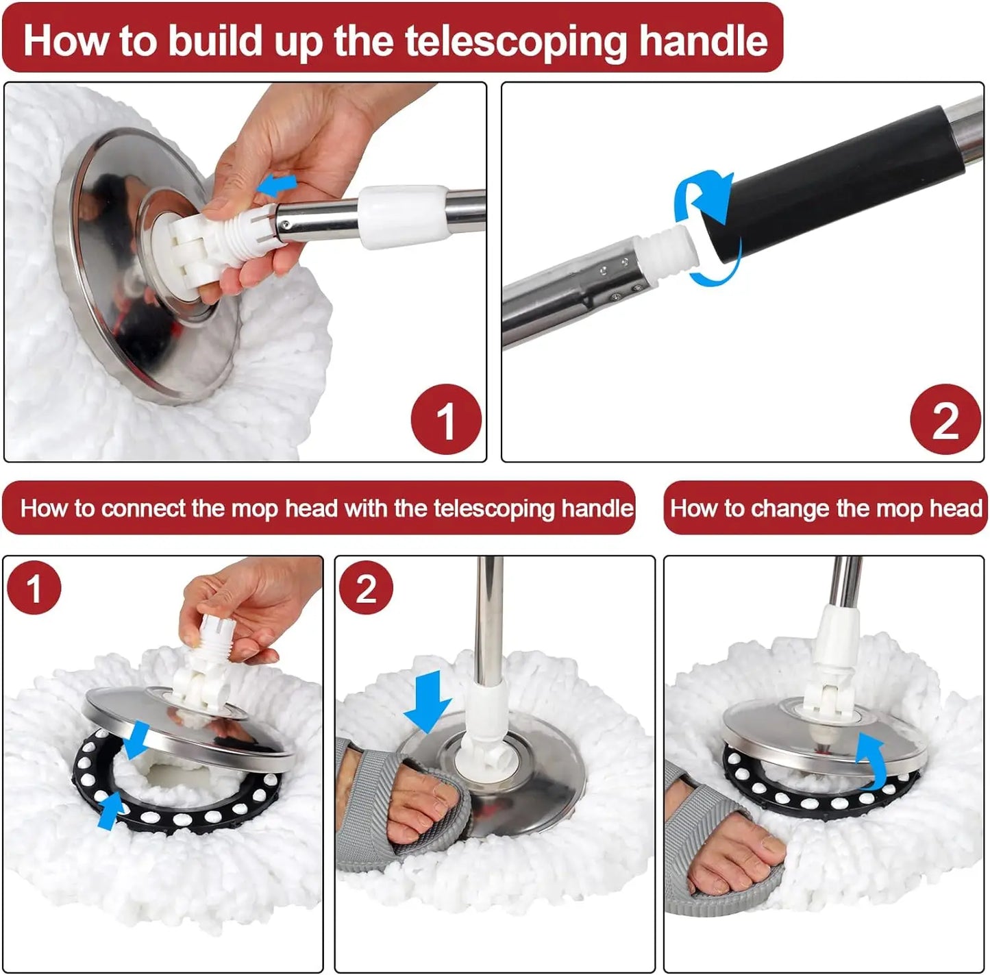 Spin Mop Bucket Sets with Wring System