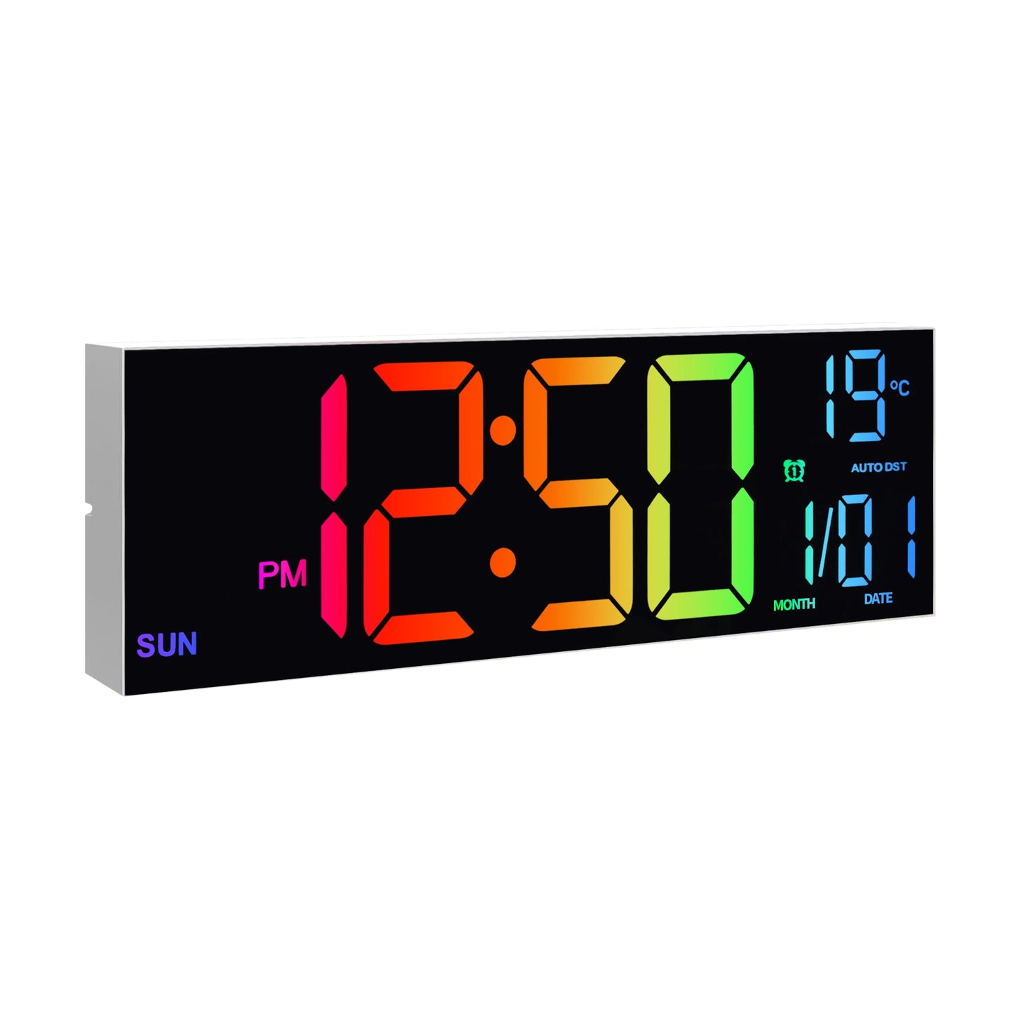 16" Digital Clock, Color, Alarm, DST, Temperature