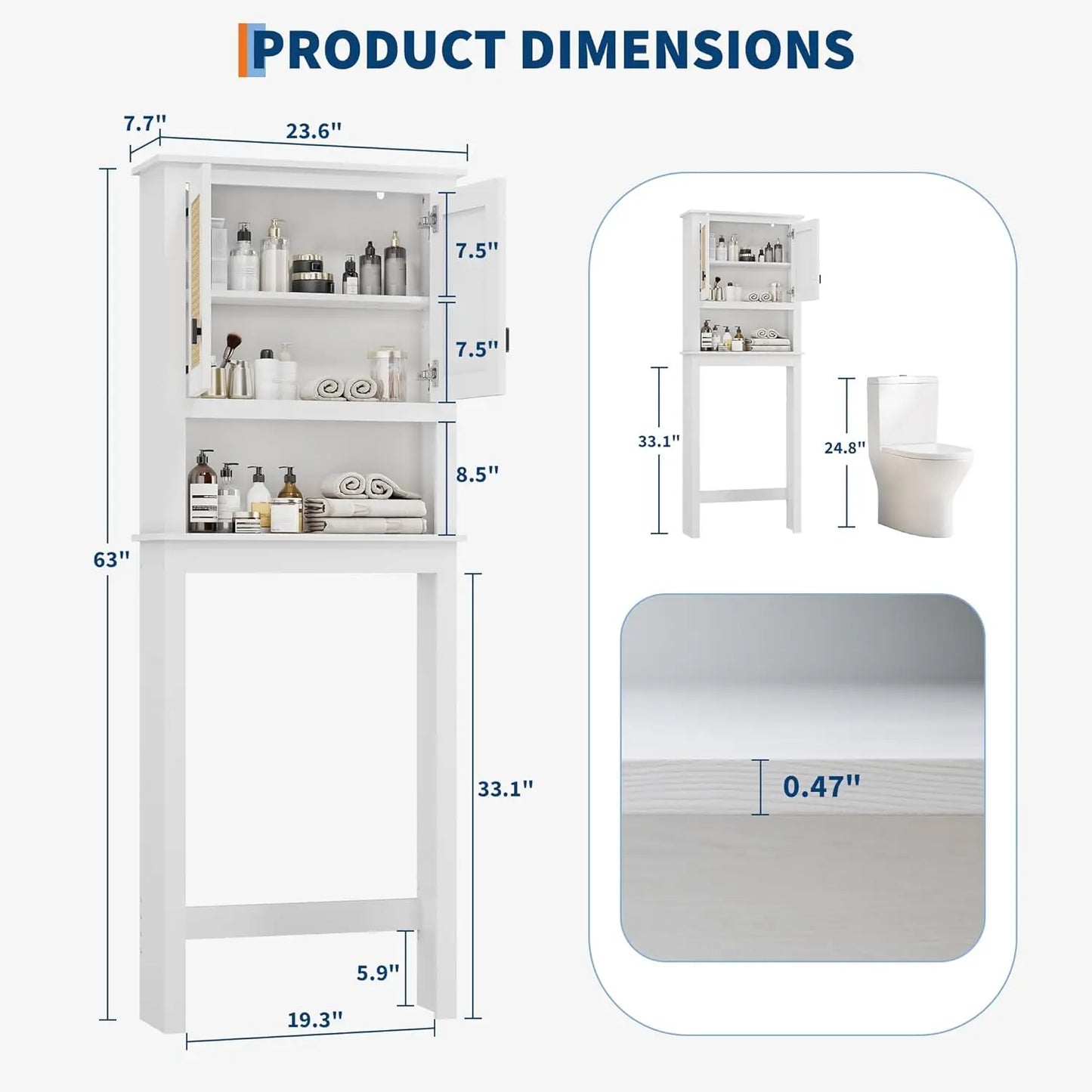 Farmhouse Over The Toilet Bathroom Rattan Cabinet