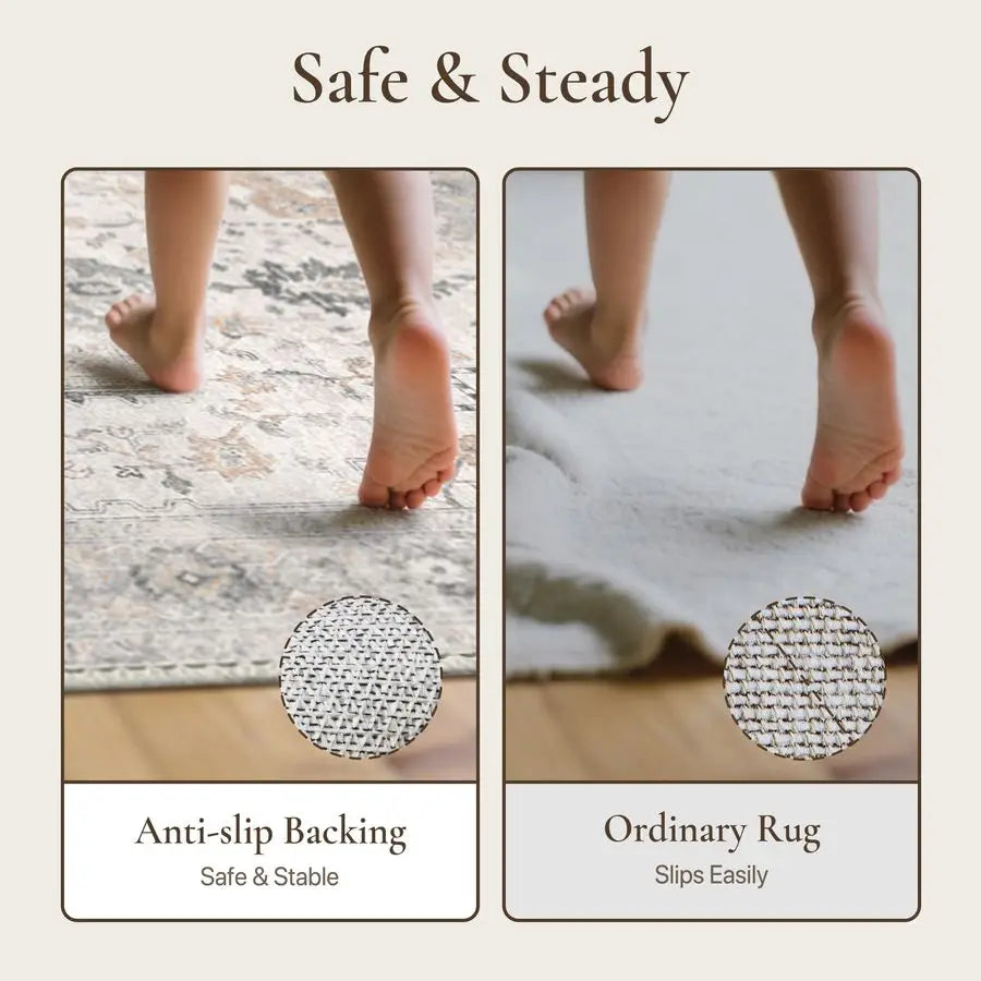 5X7 Machine Washable Non-Slip Vintage Area Rug