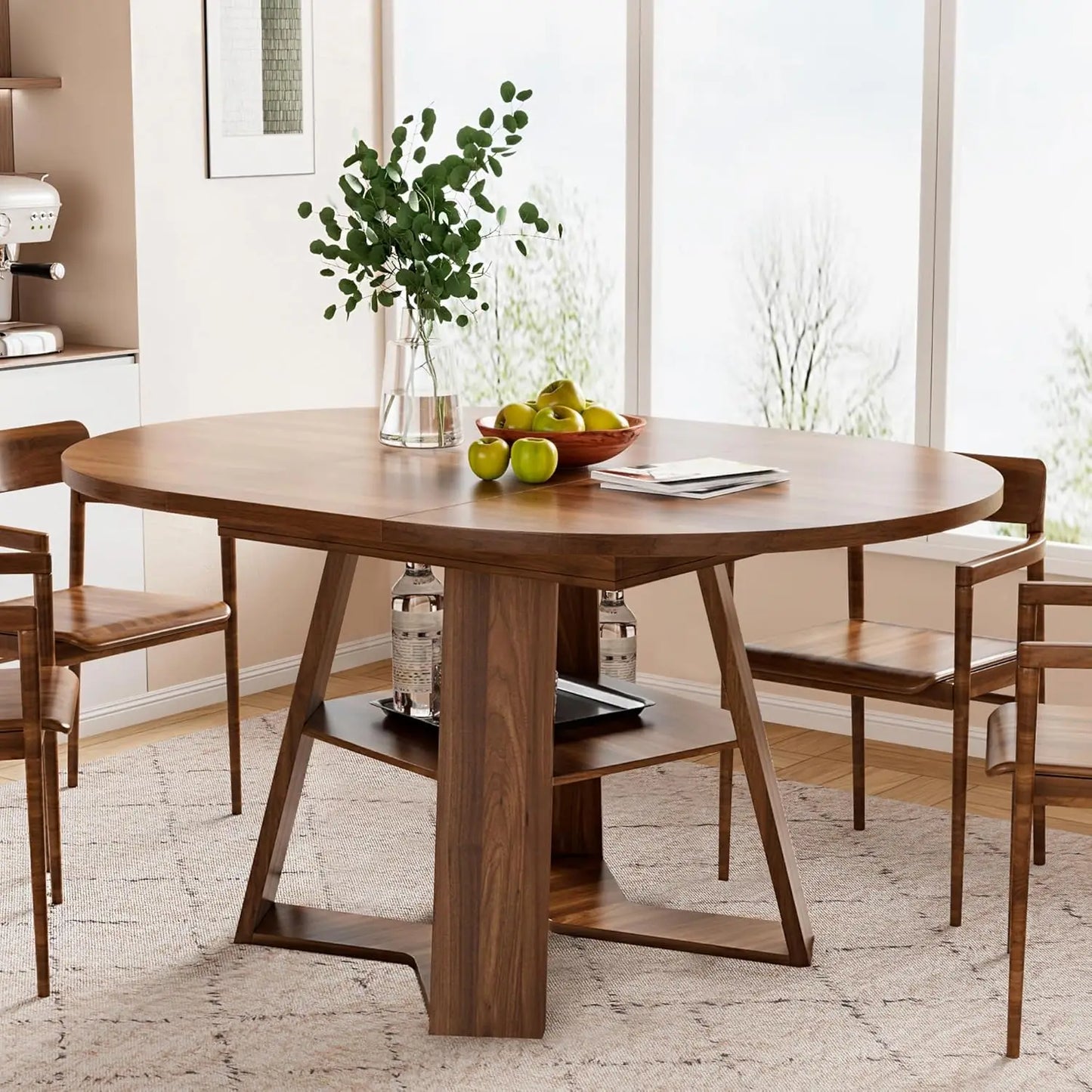 43.3in-59in Extendable Round Dining Table