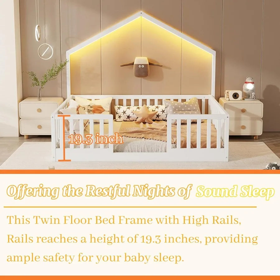 Low Profile Montessori Bed, Light Wood Slats