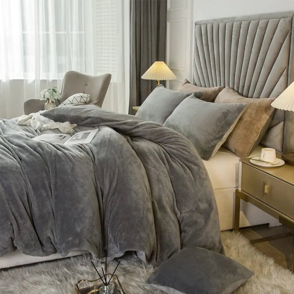 Velvet Shaggy Bedding Duvet Cover Set