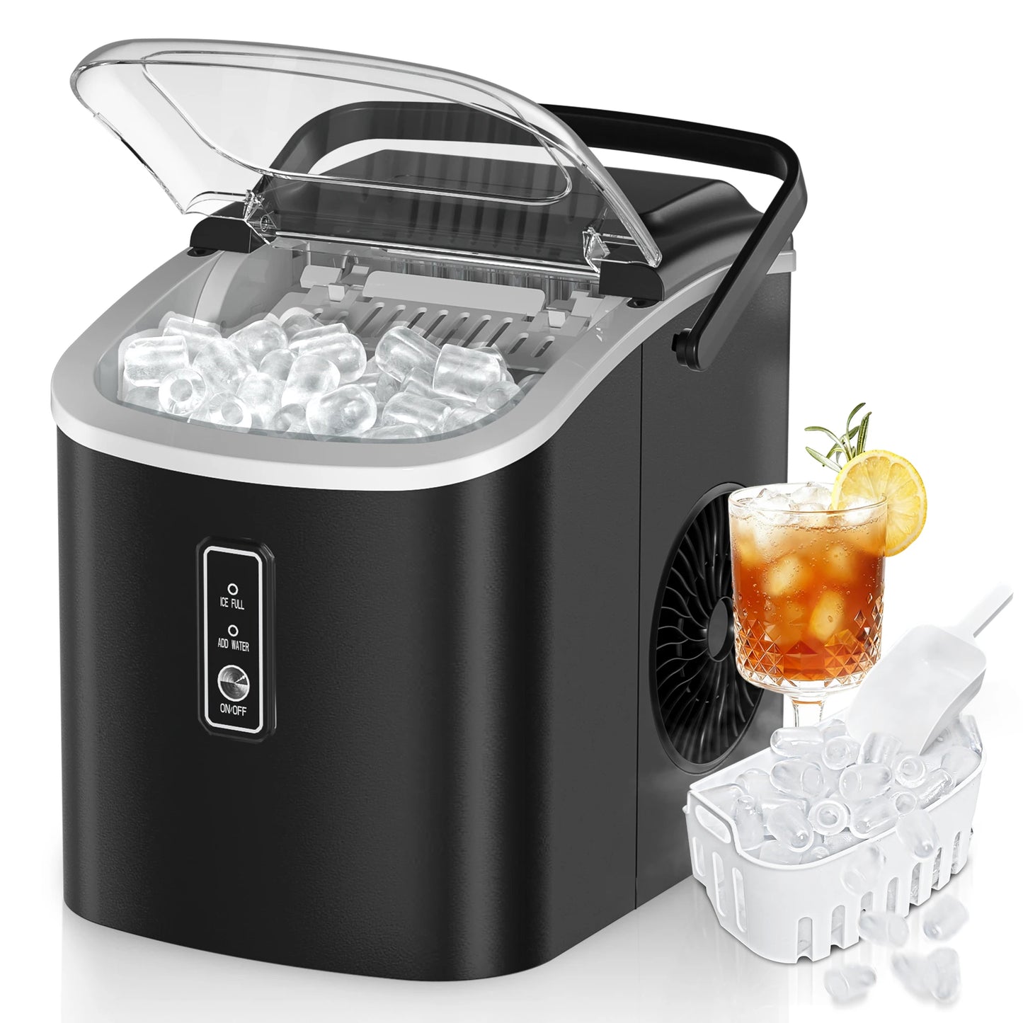 Auto-Cleaning Portable Countertop Ice Machine With Handle