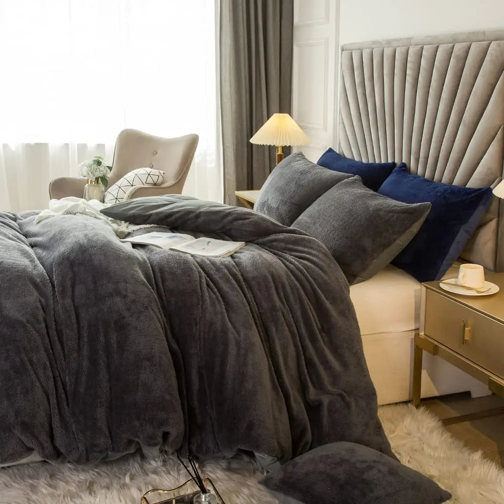 Velvet Shaggy Bedding Duvet Cover Set