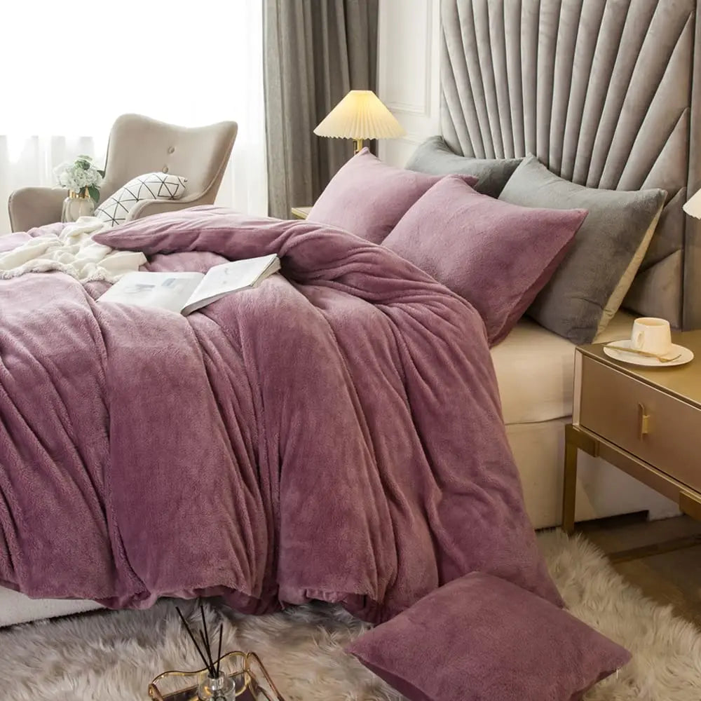 Velvet Shaggy Bedding Duvet Cover Set
