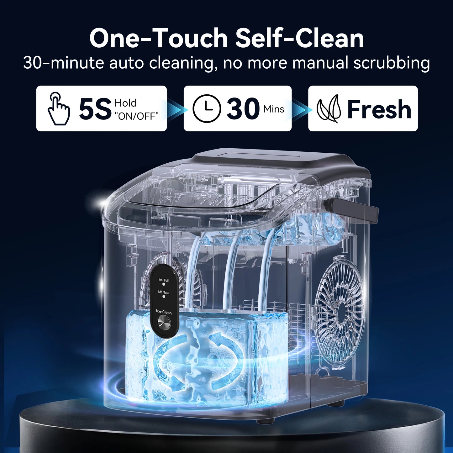 Auto-Cleaning Portable Countertop Ice Machine With Handle