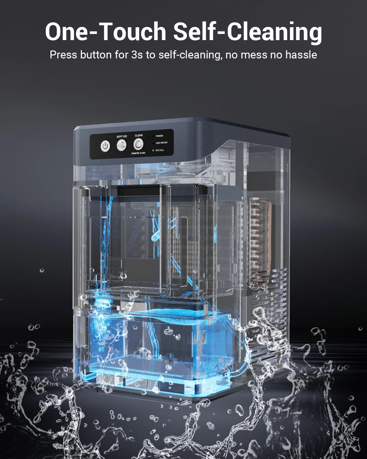 Portable Self-Cleaning Countertop Nugget Ice Maker, Stainless