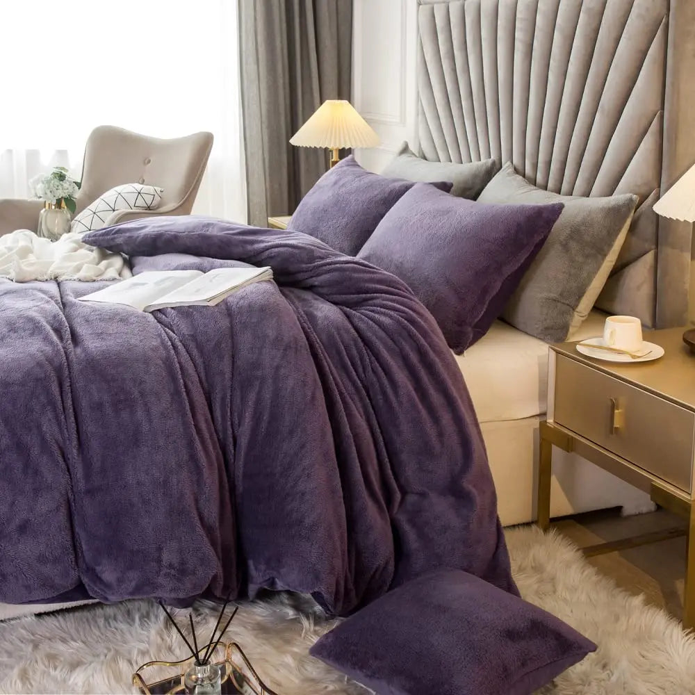 Velvet Shaggy Bedding Duvet Cover Set