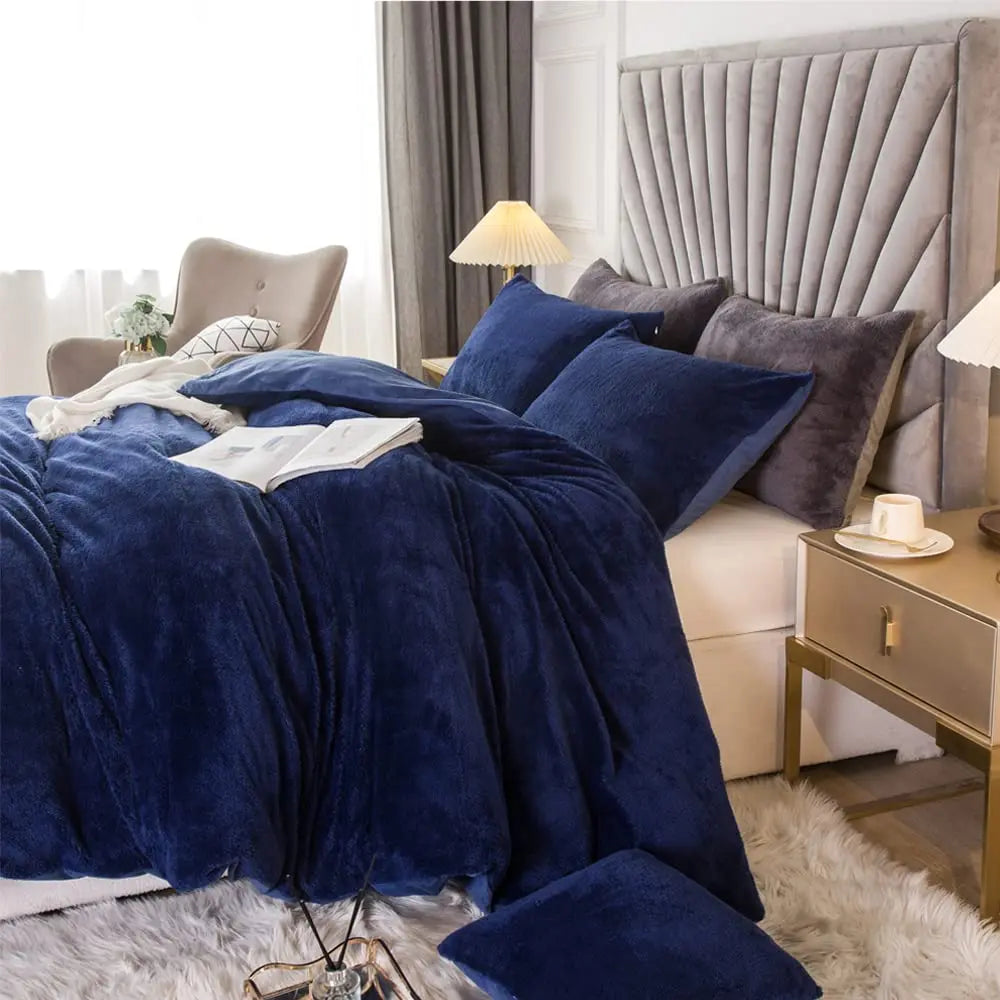 Velvet Shaggy Bedding Duvet Cover Set
