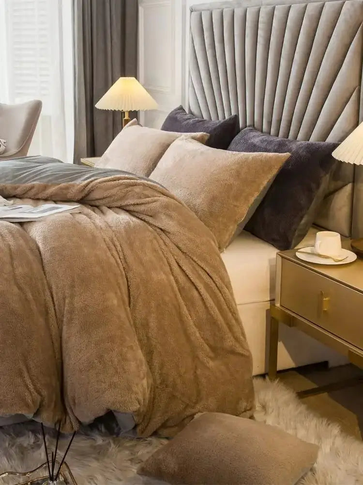 Velvet Shaggy Bedding Duvet Cover Set