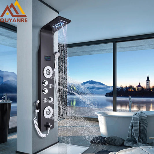 LED, Six Function Rain Shower, Massage Jets