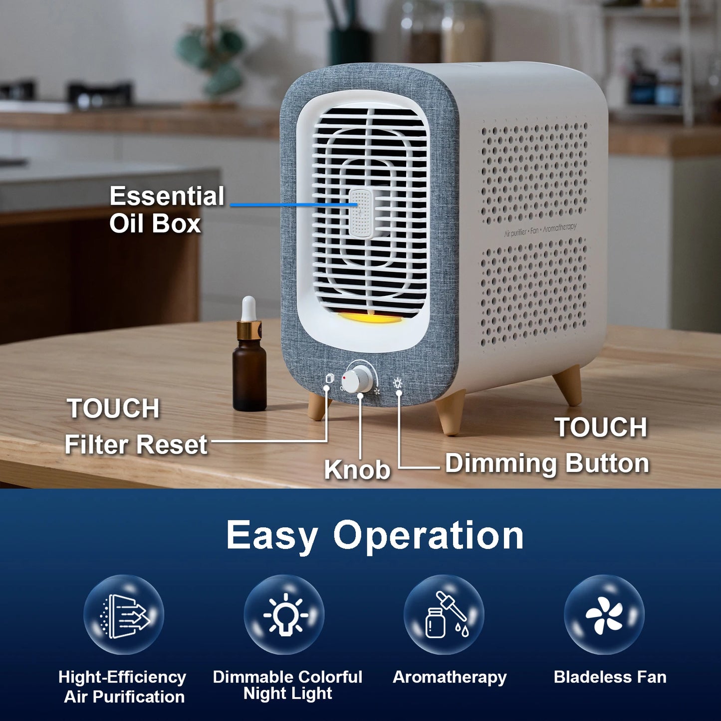Jafanda Air Purifier 780sqft, HEPA, Carbon Filter