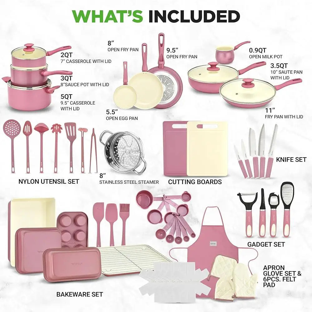 54 Piece Ceramic Kitchen Cookware Set