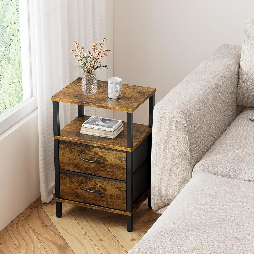 Modern Side Tables With Fabric Drawers (2)