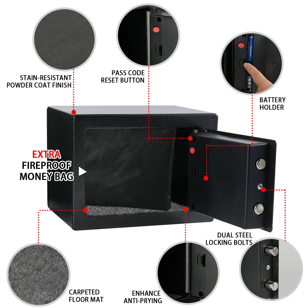 Fireproof Safe with Fireproof Money Bag Sensor