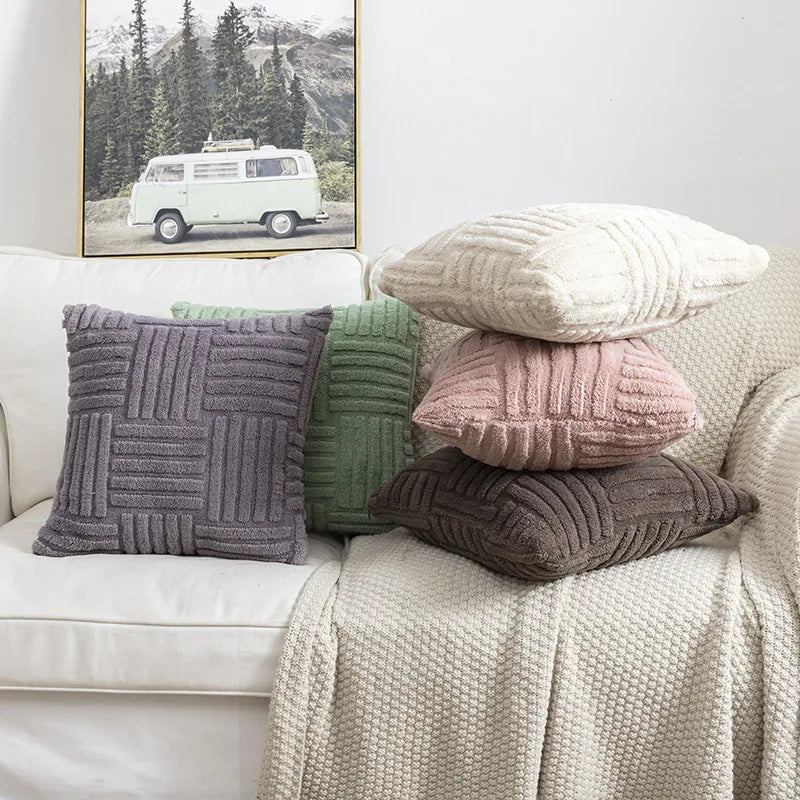 Boho Faux Fur Plush Throw Pillow Covers