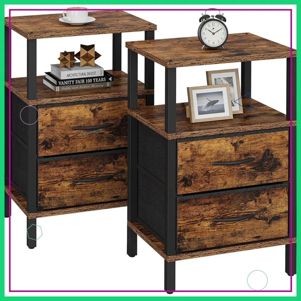 Modern Side Tables With Fabric Drawers (2)