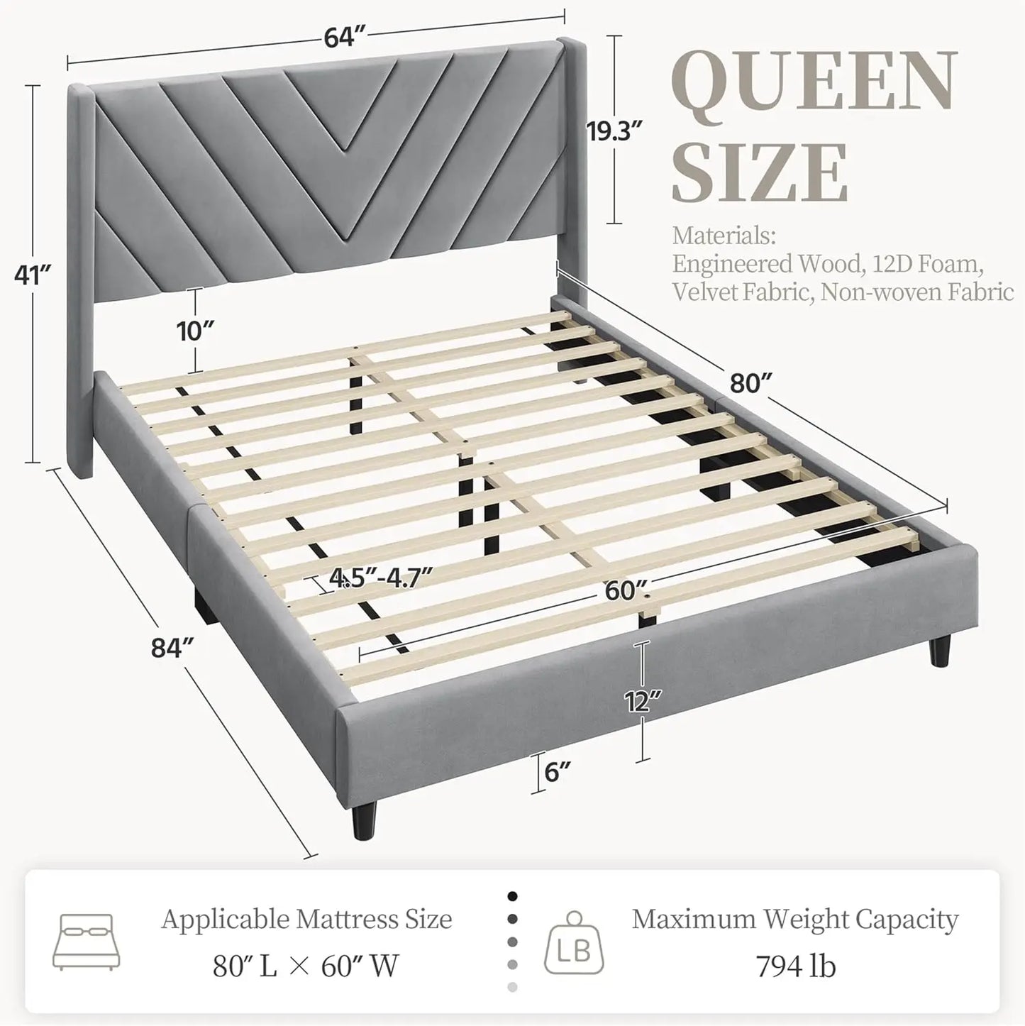 Platform Upholstered Bed Frame