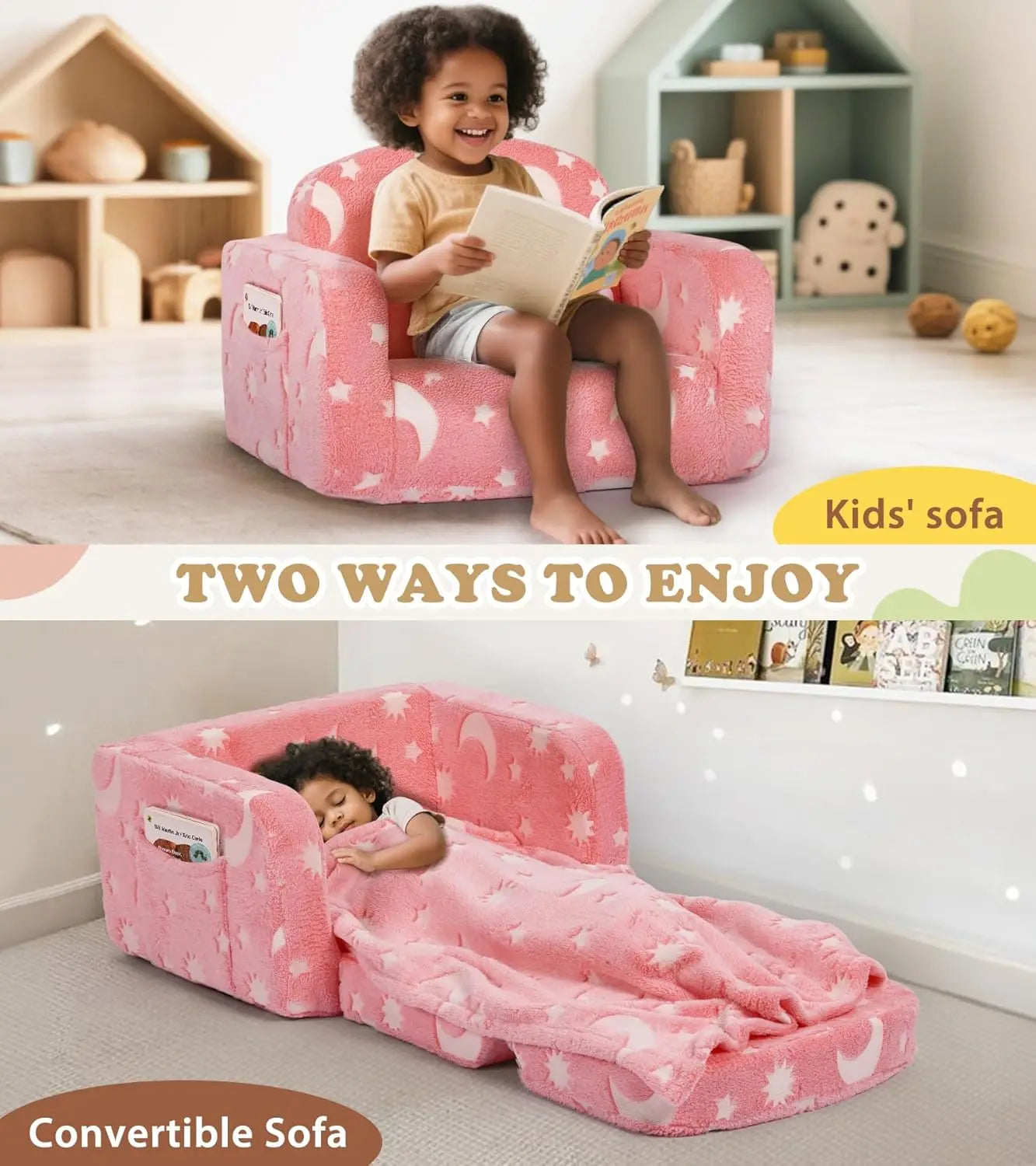Glow In Dark Kids Sofa, Foldable -Toddler