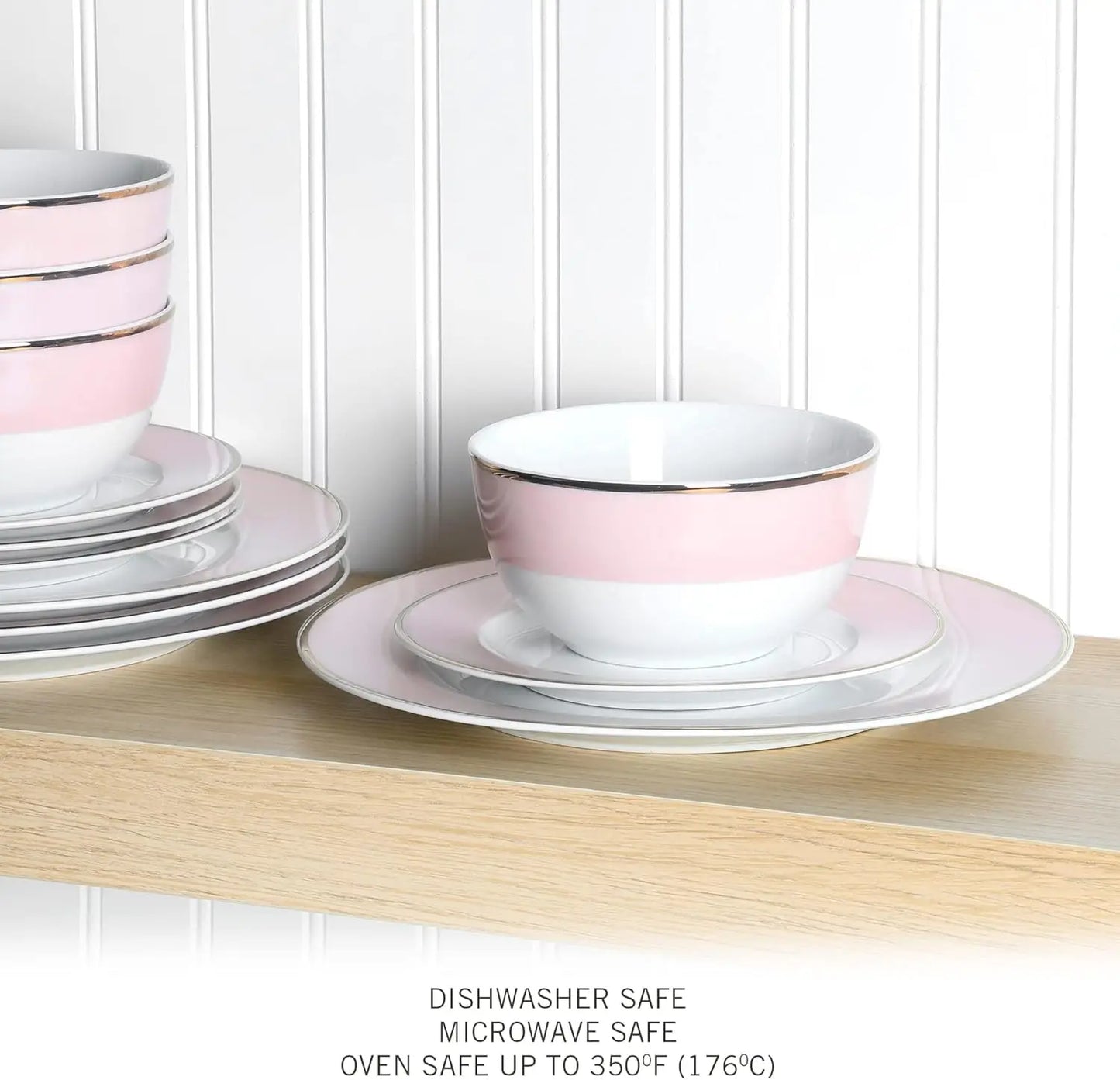 Gracie Lane 12-Piece Porcelain Decorated Chip/Scratch Resistant