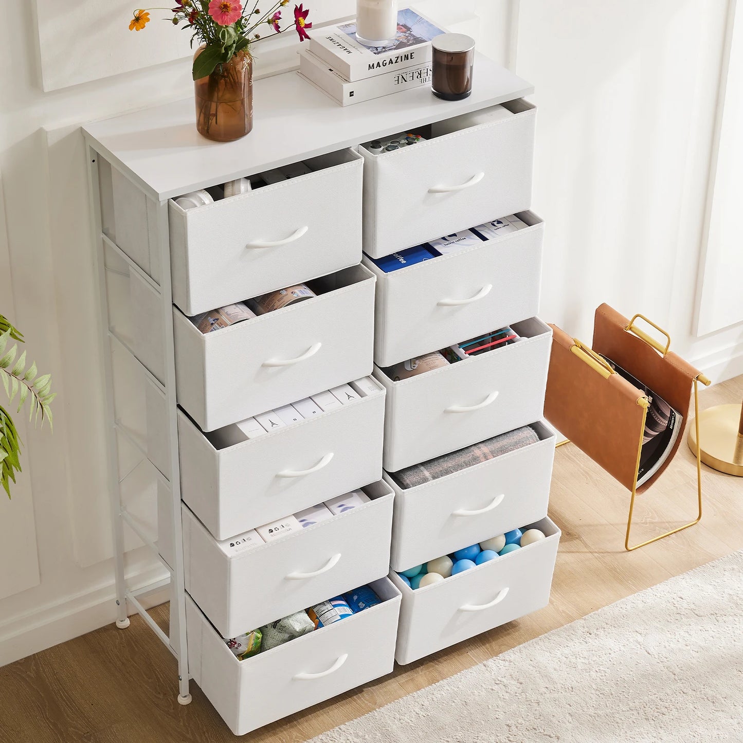 JHK Wardrobe Dresser With 5/7/10, Fabric Drawers