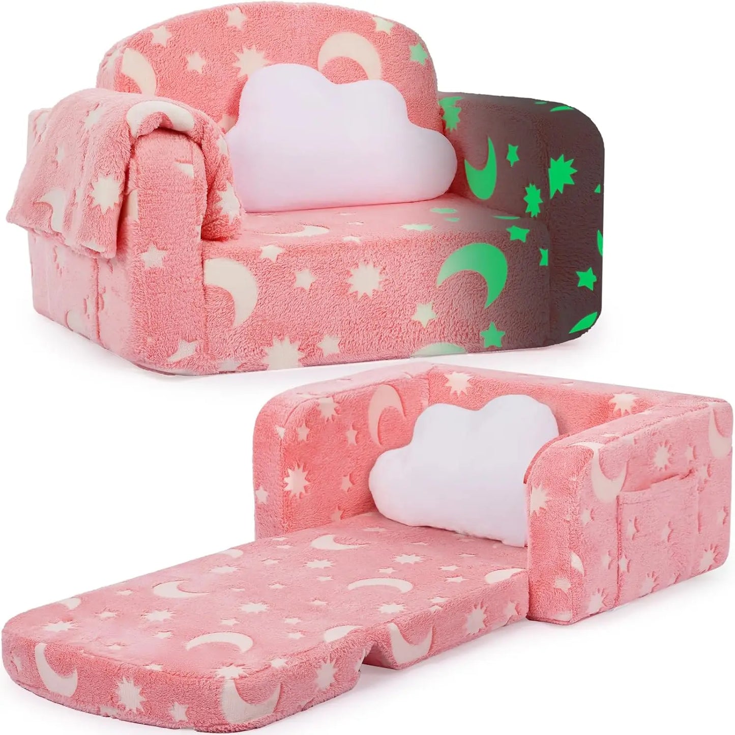 Glow In Dark Kids Sofa, Foldable -Toddler