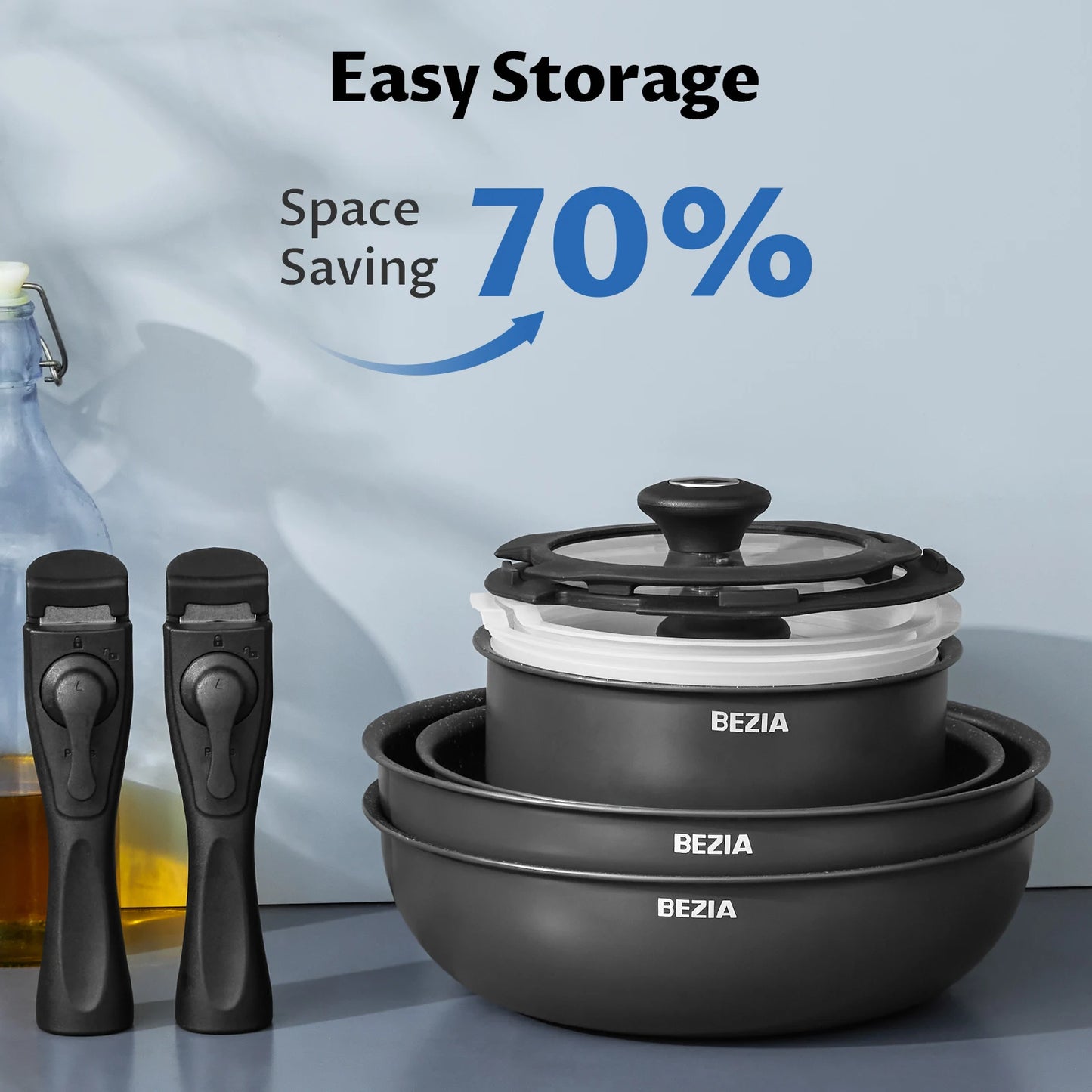 Nonstick Cookware Set 13 Pieces, Removable Handles