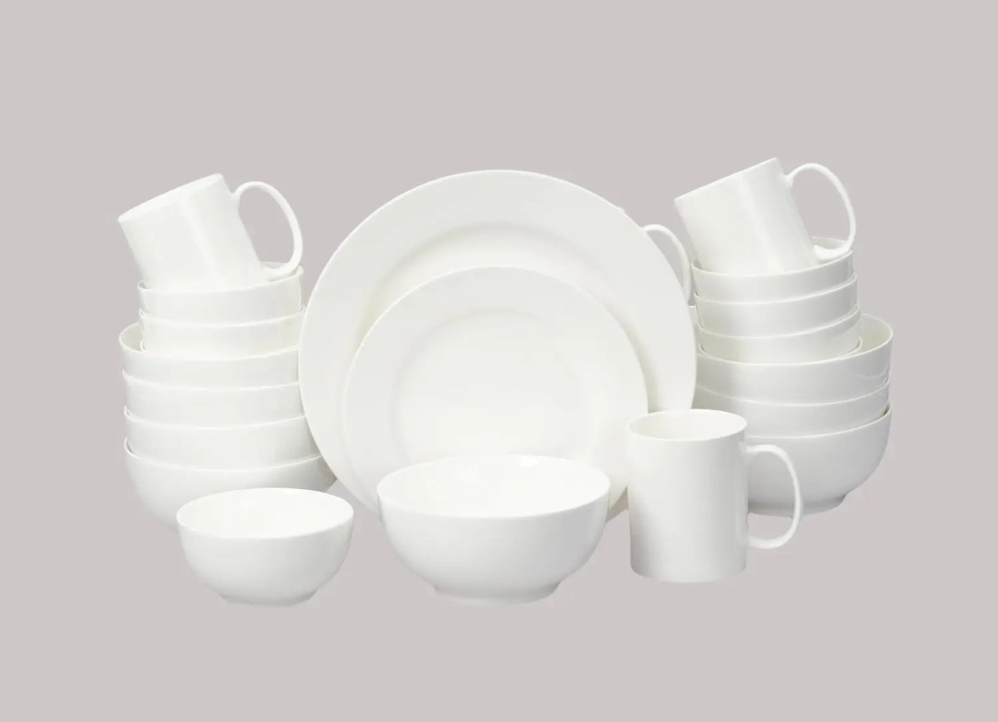 Bone China Rim Shape, White 40pc Dinnerware