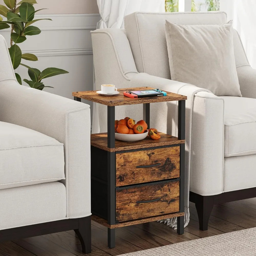 Modern Side Tables With Fabric Drawers (2)