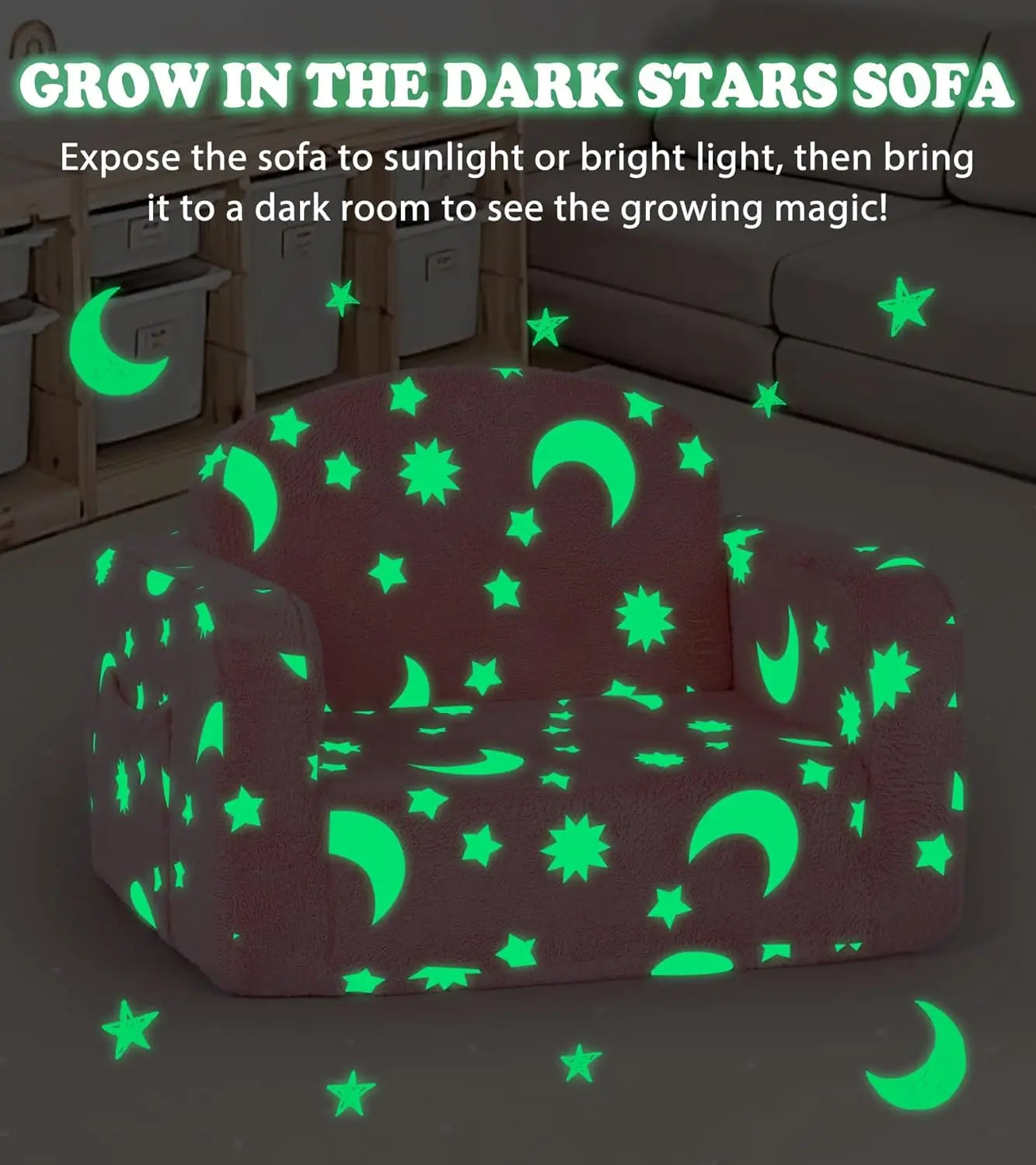 Glow In Dark Kids Sofa, Foldable -Toddler