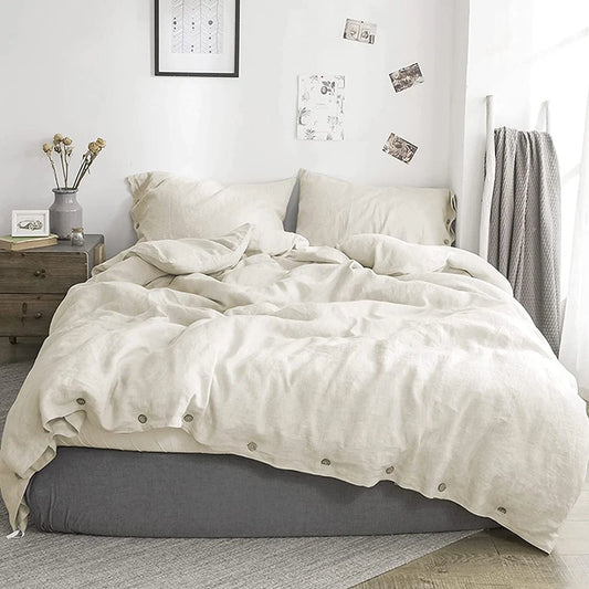 3 Piece 100% Linen Duvet Cover Set