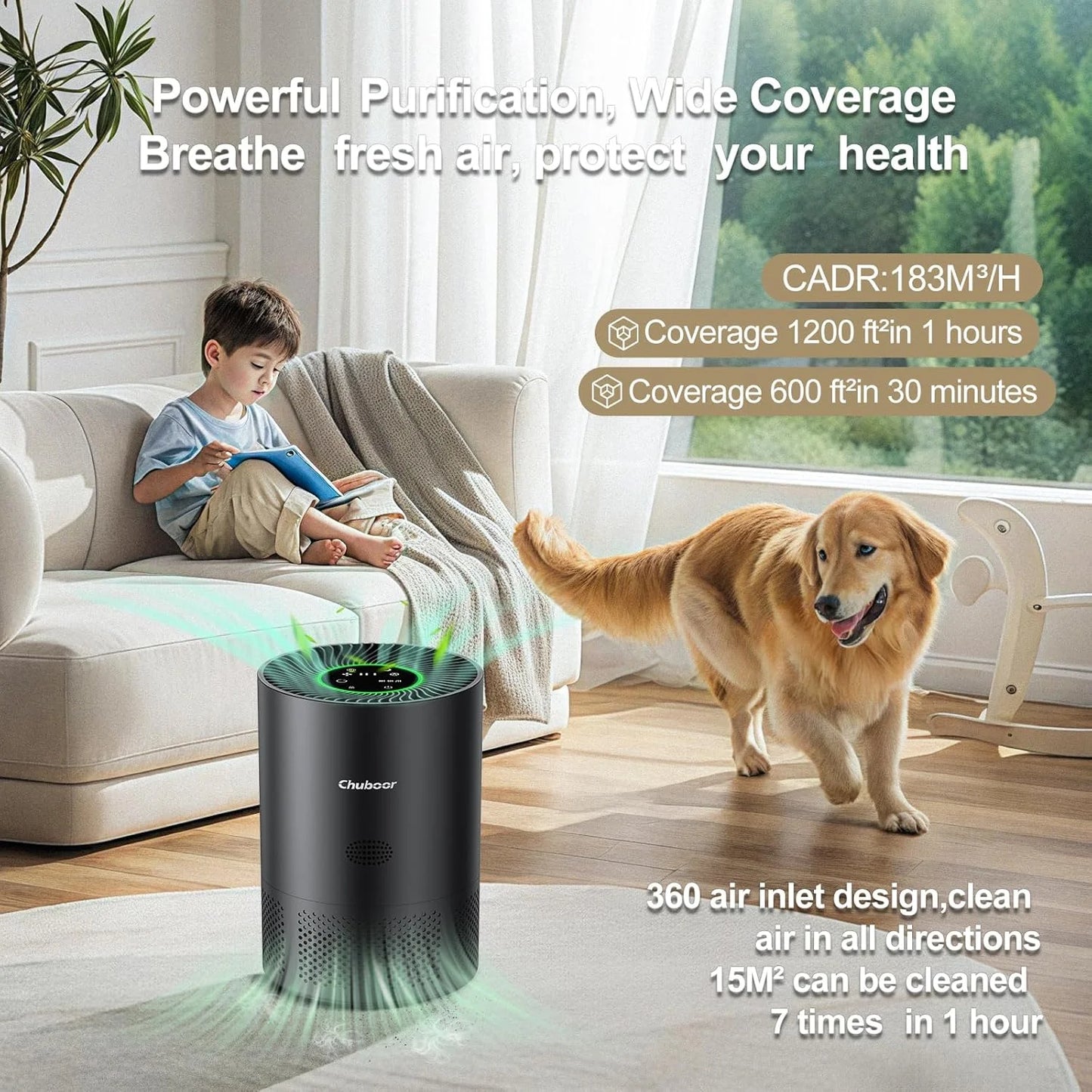 Chuboor Air Purifier, H13 True HEPA Filtration