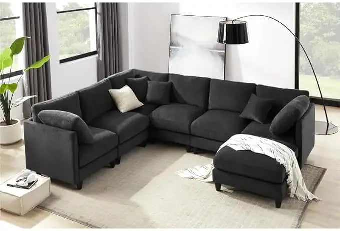 Chenille Cloud Sectional Sofa – 7-Seater