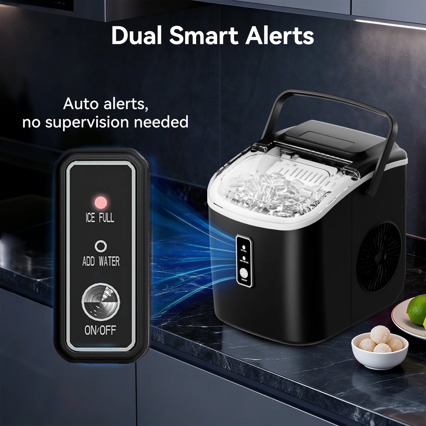 Auto-Cleaning Portable Countertop Ice Machine With Handle