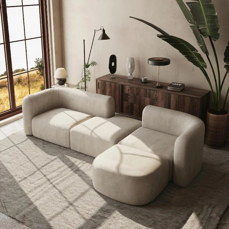 Luxury Modern Tight Curved Back Velvet Sofa