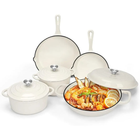 8 Piece Cast Iron Pots & Pans