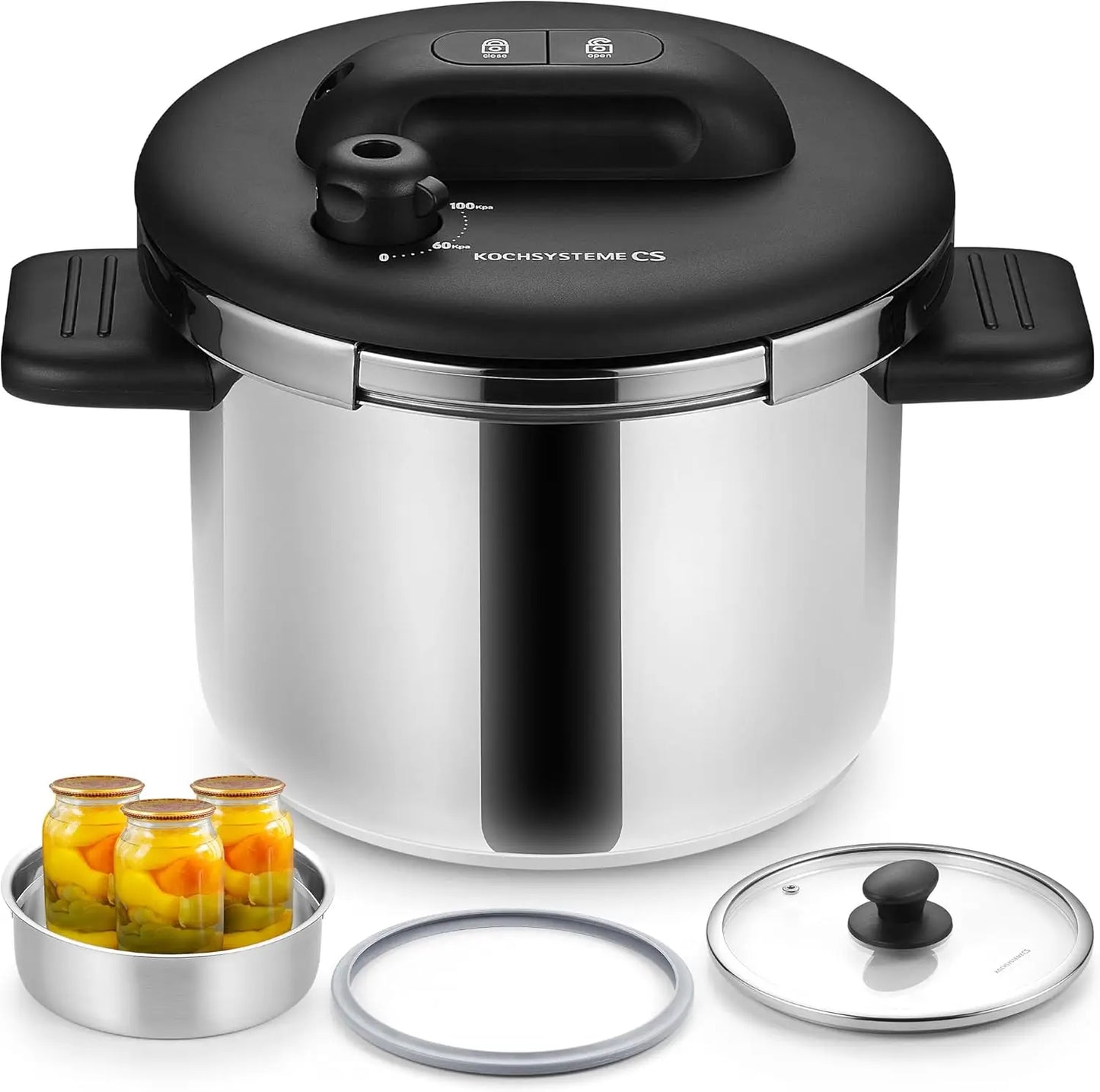 6.3/8.5 QT Stainless Steel Pressure Cooker 3-in-1