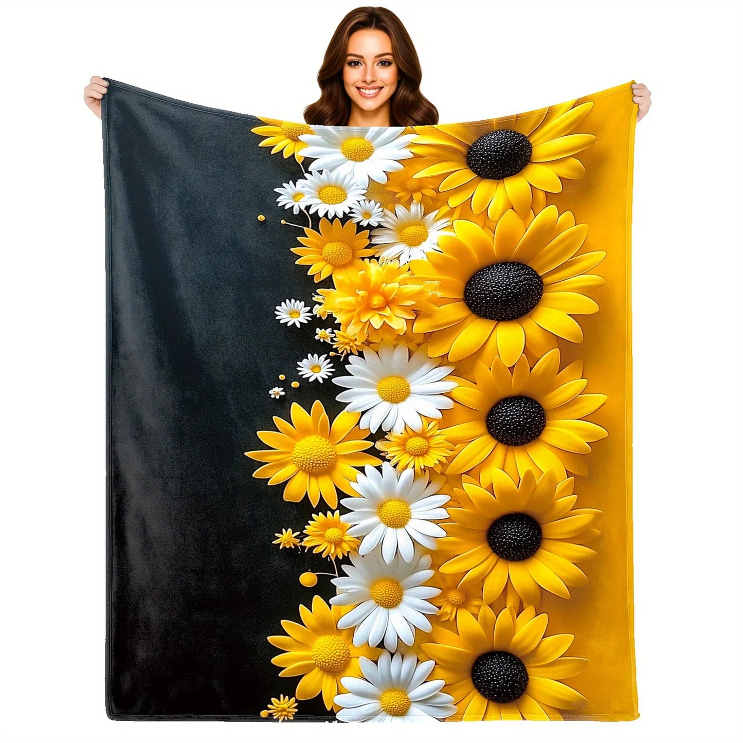 Sunflower Soft Flannel Throw, Washable, Pet Safe