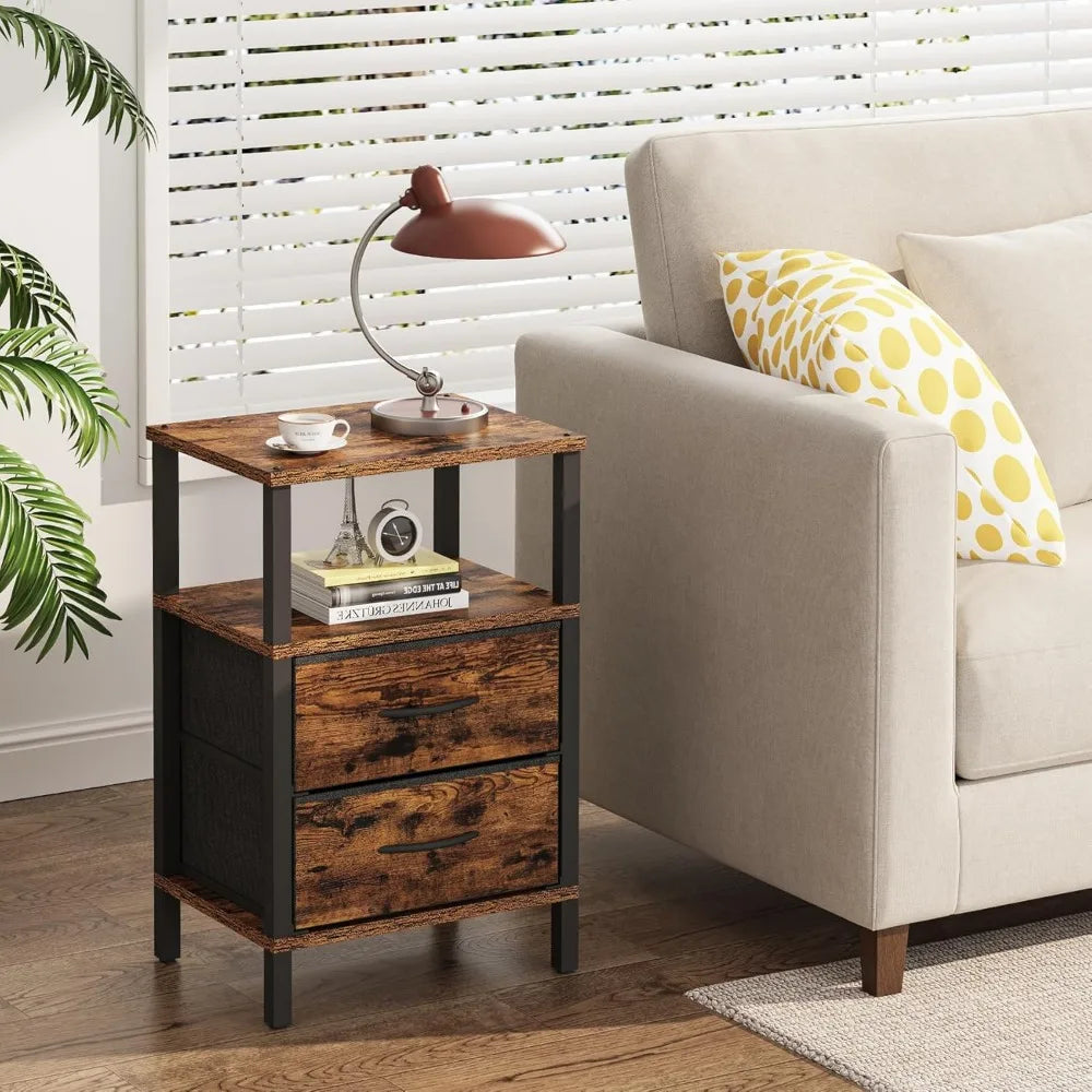 Modern Side Tables With Fabric Drawers (2)