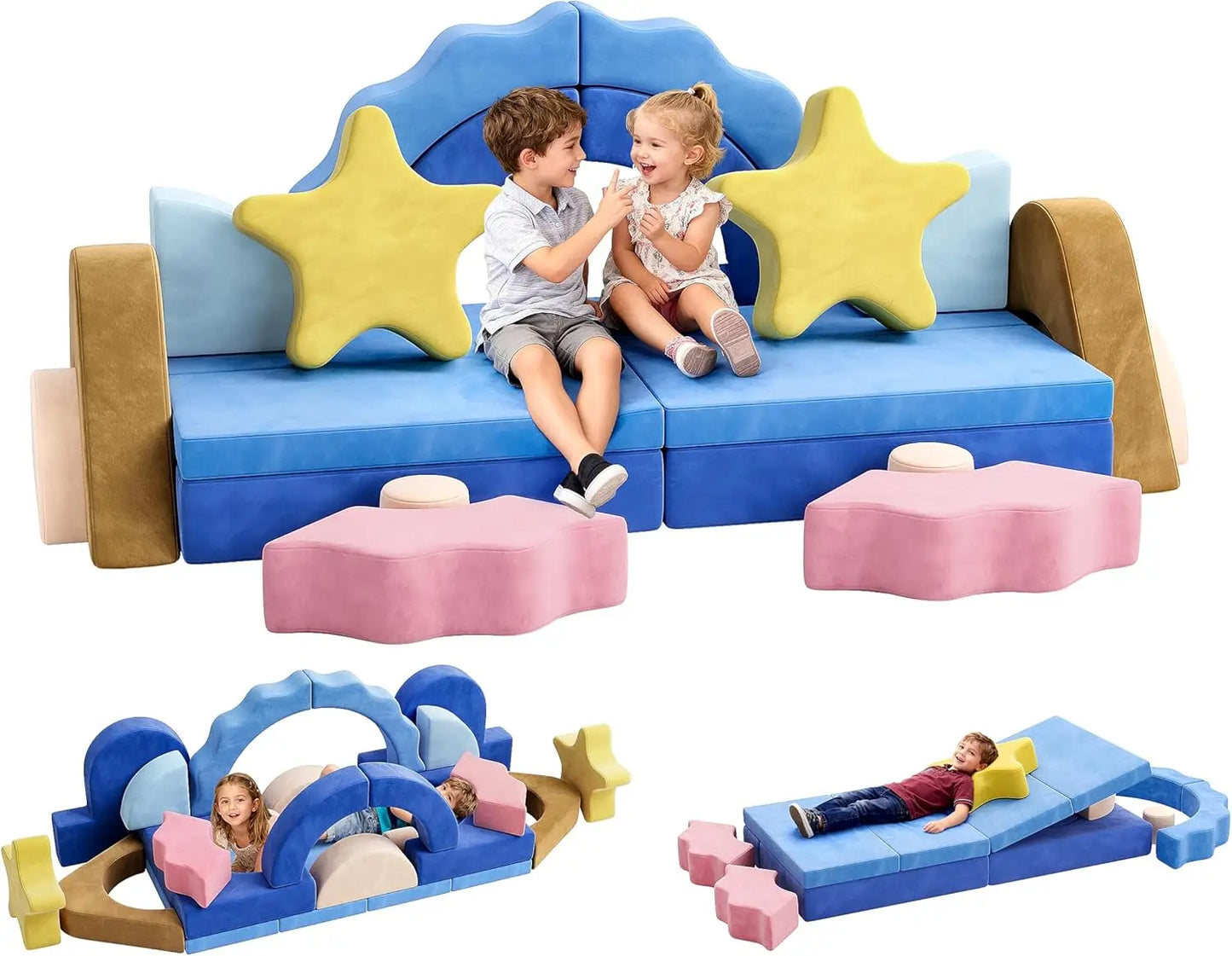 Modular Couch With Convertible Foam, Sea Theme