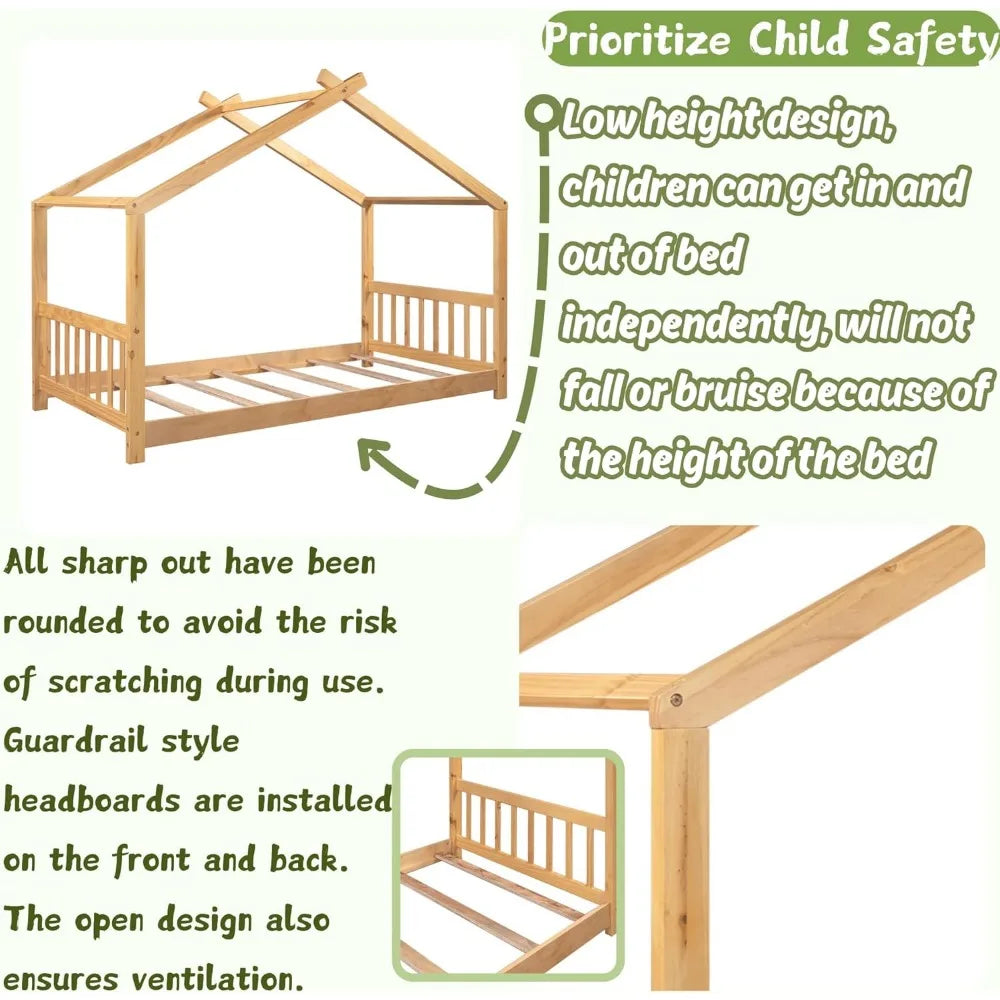 Wood Montessori Bed Frame Twin Platform Bed
