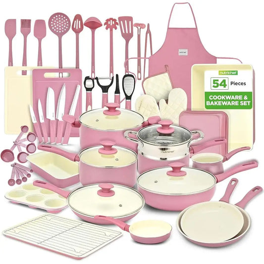 54 Piece Ceramic Kitchen Cookware Set