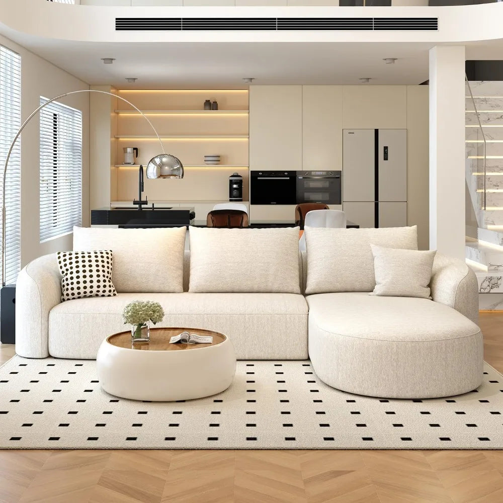 Luxury Modern Curved Back Sectional ,Minimalist L-Shape