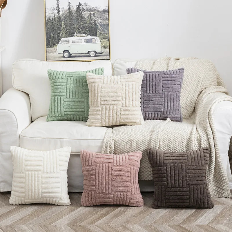 Boho Faux Fur Plush Throw Pillow Covers