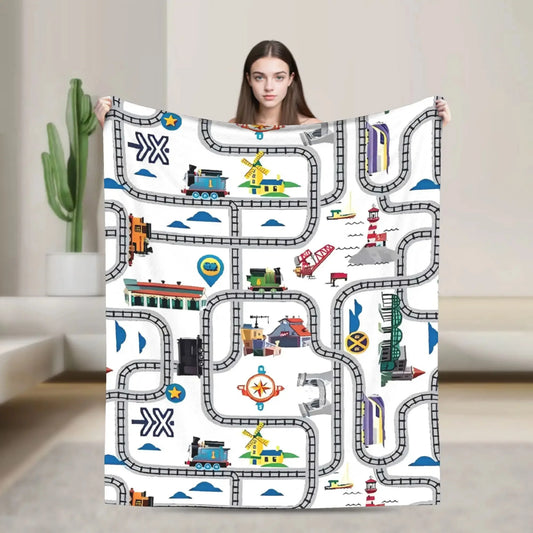 T-Thomas The Train Friends Blanket Quality Warm Soft Cartoon Throw Blanket Winter Travel Couch Chair Sofa Bed Fluffy Bedspread