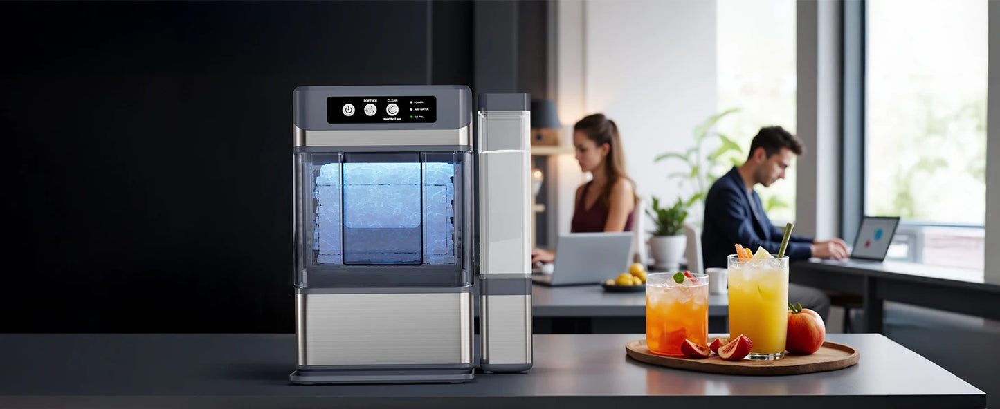 Portable Self-Cleaning Countertop Nugget Ice Maker, Stainless